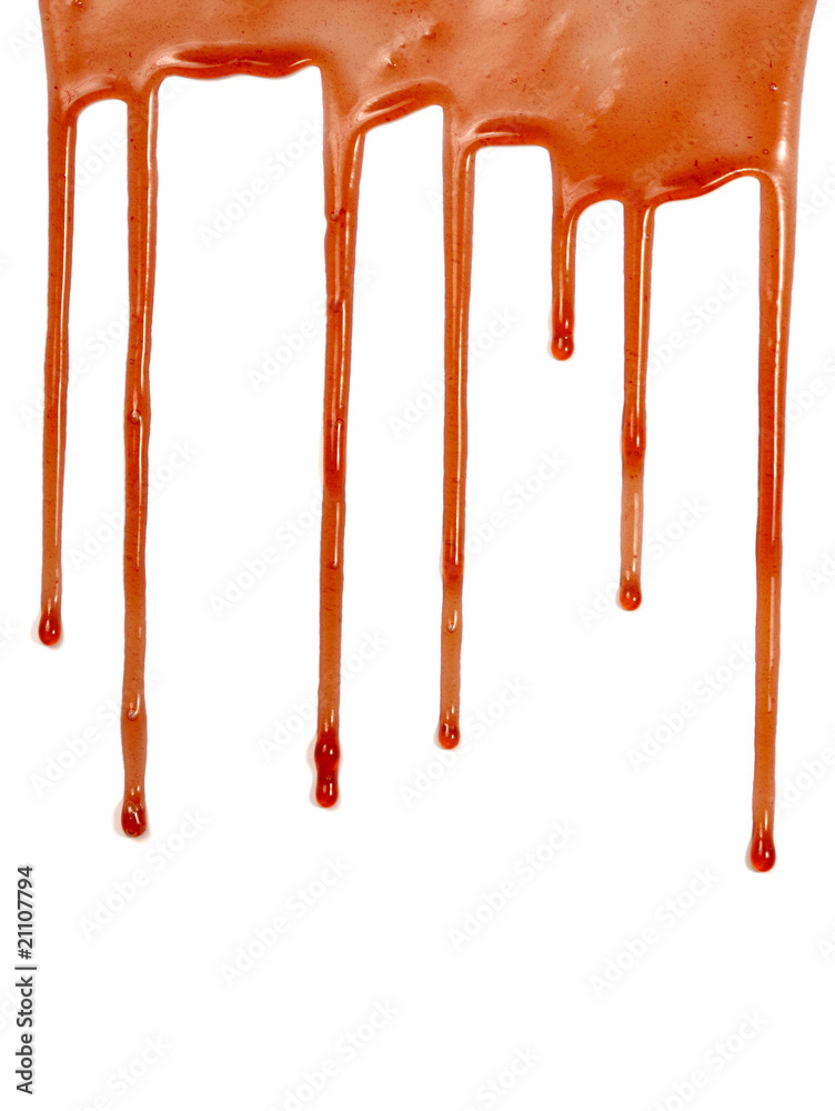 Naklejka premium chocolate syrup leaking liquid sweet food strawberry