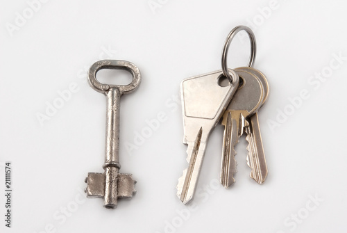 Bunch of keys and antique key