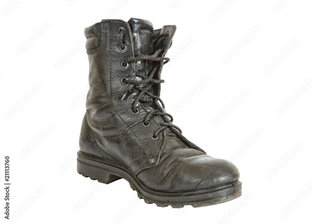 Old black army boots
