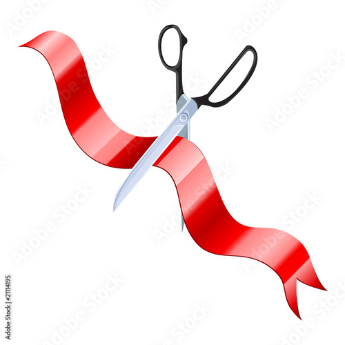 inauguration cutting band with scissors