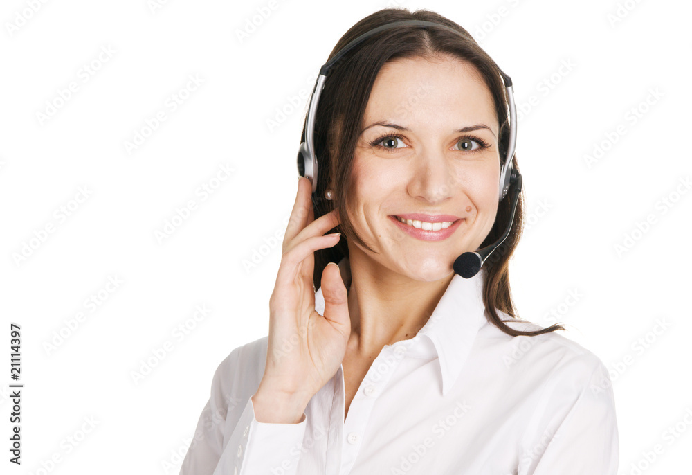 Young beautiful call center operator Young beautiful call center operator