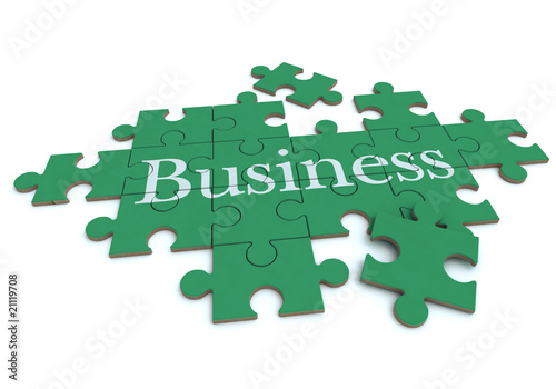 Business puzzle in green