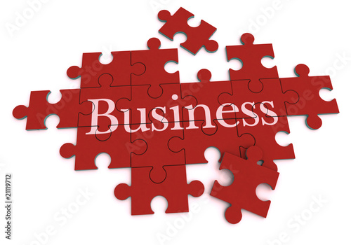 Business puzzle in red