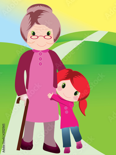 Grandmother and grandchild vector