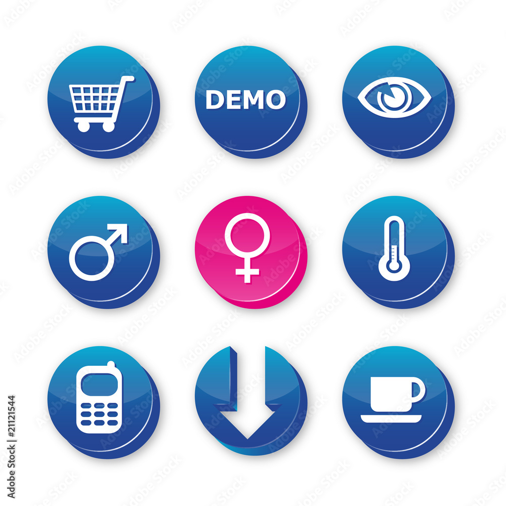 Collection of 9 pictos glossy icons web 2.0 Collection of 9 pictos glossy icons web 2.0