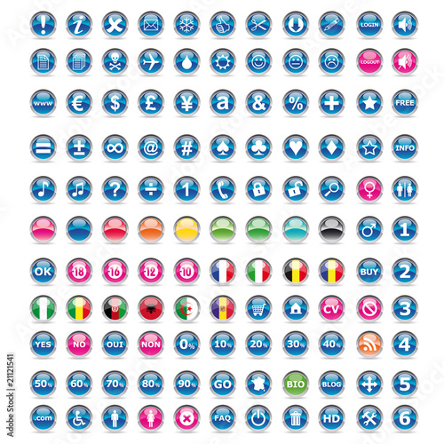 Collection of 121 pictos glossy icons web 2.0
