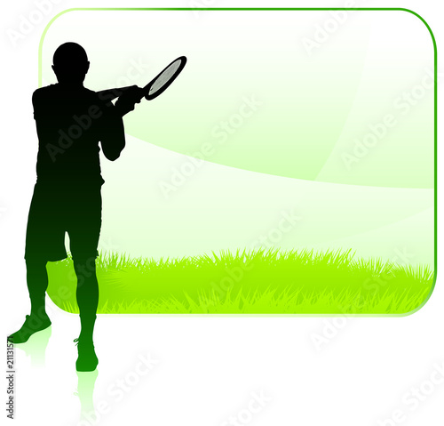 Tennis Player with Blank Nature Frame