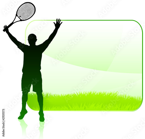Tennis Player with Blank Nature Frame