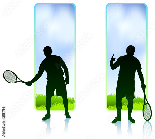 Tennis Player set with Nature Frame Background