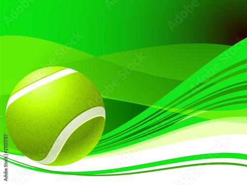 Tennis Ball on Green Abstract Background