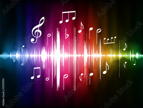 Color Spectrum Pulse with Musical Notes