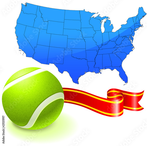 Tennis Ball with United States Map