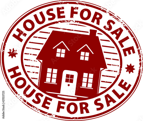 Grunge rubber stamp with text house for sale
