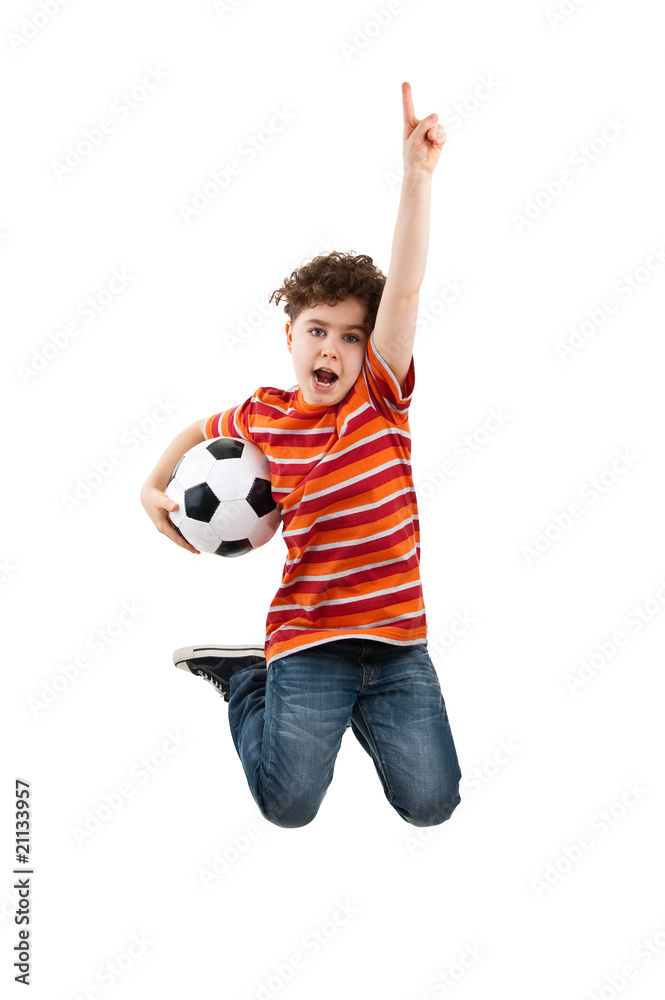 Fototapeta premium Boy jumping isolated on white background