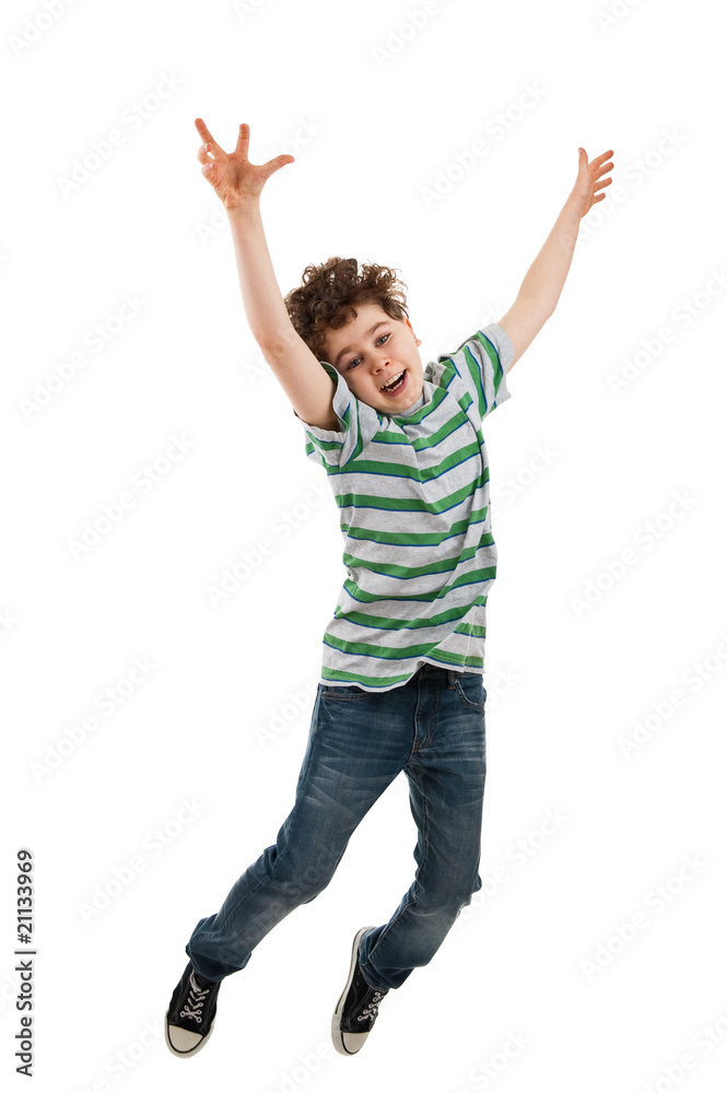 Boy jumping isolated on white background Boy jumping isolated on white background