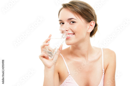 Young woman drinking water