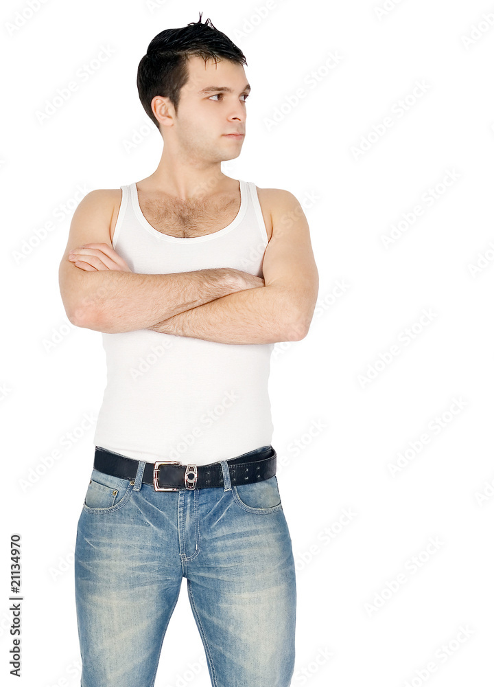 Portrait of happy young men over white background Portrait of happy young men over white background