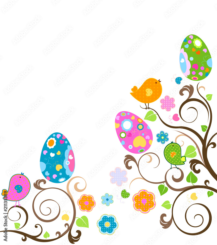 birds and decorated eggs