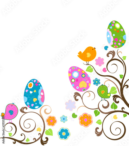 birds and decorated eggs