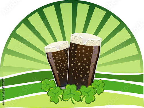 St. Patrick's Day - Trifogli e pinte di birra stout