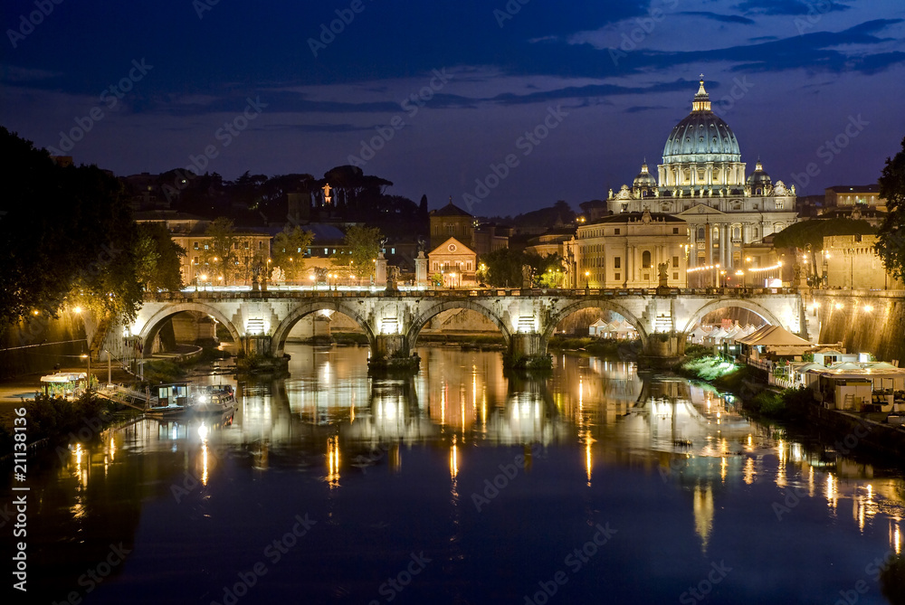 Picturesque view of St. Peter's Basilica from river Tiber