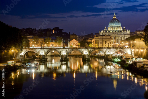 Picturesque view of St. Peter's Basilica from river Tiber