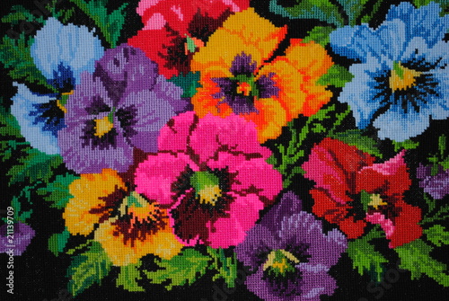 Fragment of picture embroidered with cross