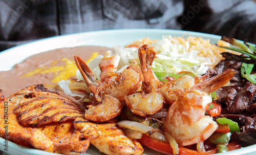 Grilled Mexican Platter of Shrimp and Chicken