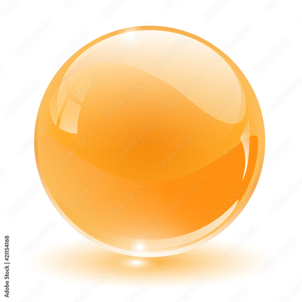 3D crystal, glass sphere, vector.