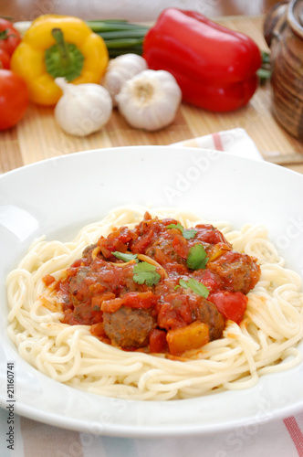 Pasta and meatballs