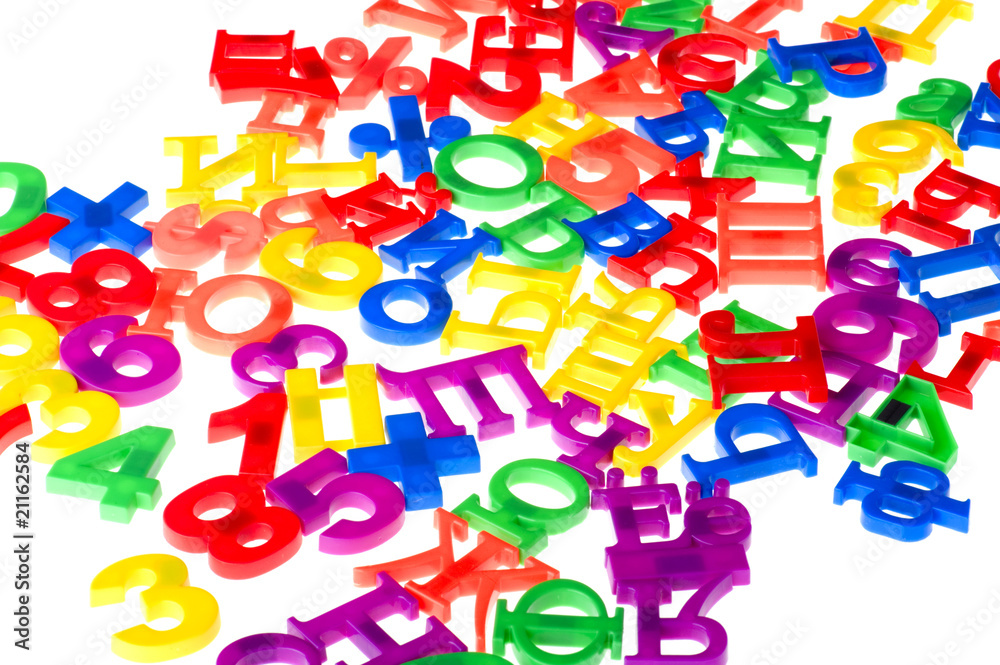 Fototapeta premium plastic numbers and letters close up