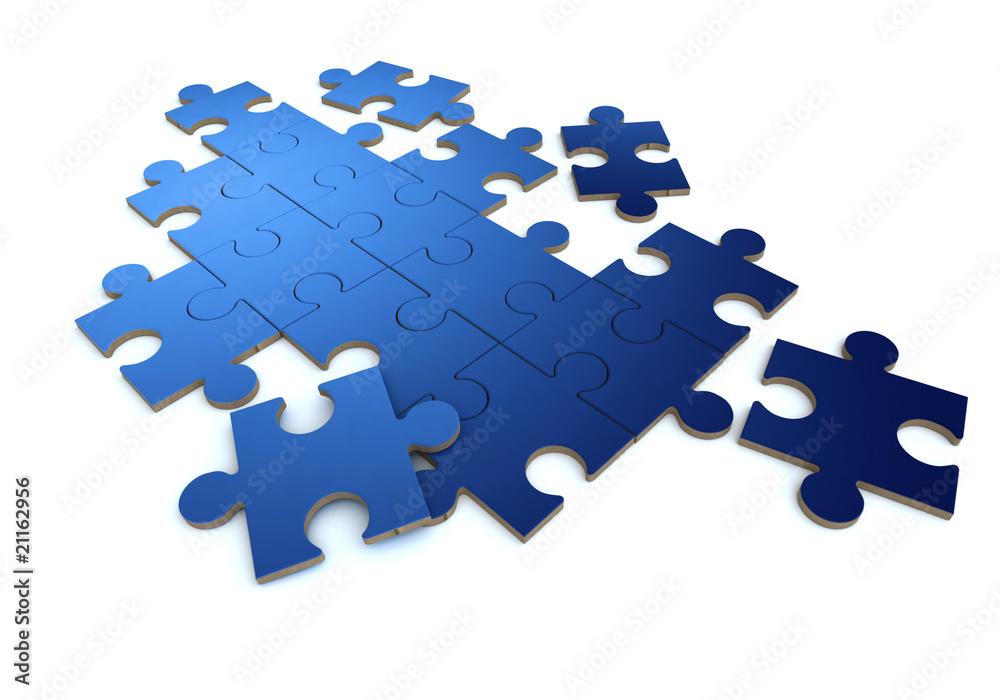 Blue puzzle in white background Blue puzzle in white background