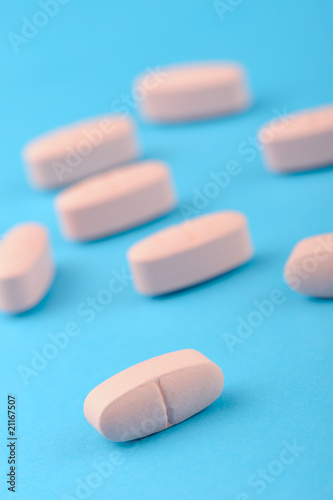 set capsules on blue background