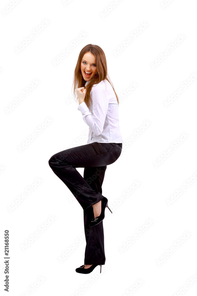 young businesswoman isolated on white background. young businesswoman isolated on white background.