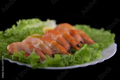 Shrimps on salad