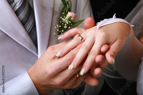 Groom puts the ring photo