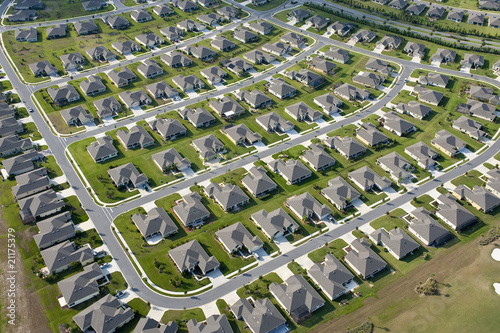 Aerial view of houses in typical home community photo