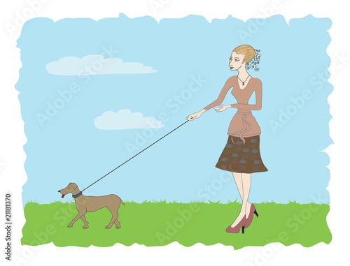 Stylish girl with dog