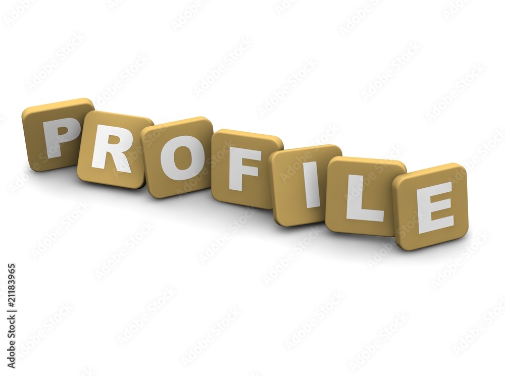 Profile text. 3d rendered illustration isolated on white. Profile text. 3d rendered illustration isolated on white.