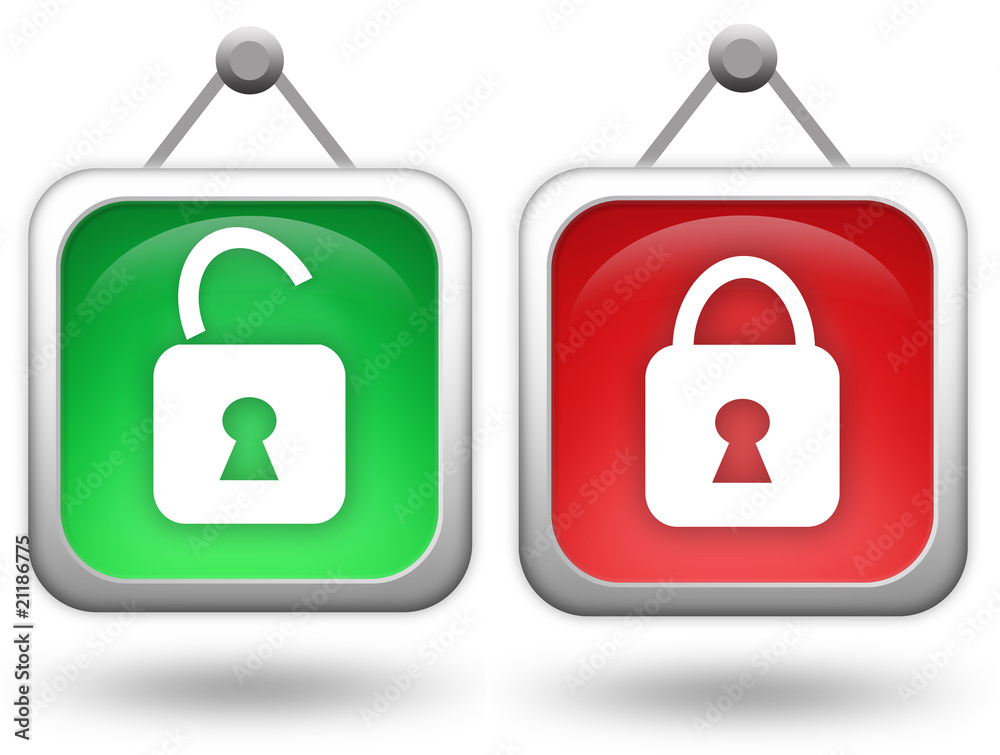 Open and closed icons with padlock Open and closed icons with padlock