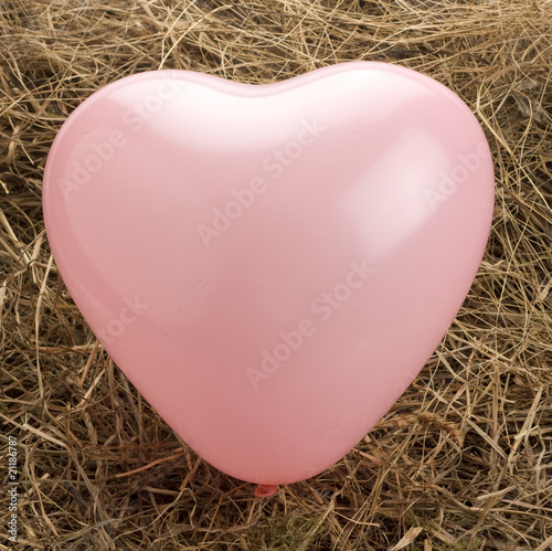 valentine heart balloon in haystack