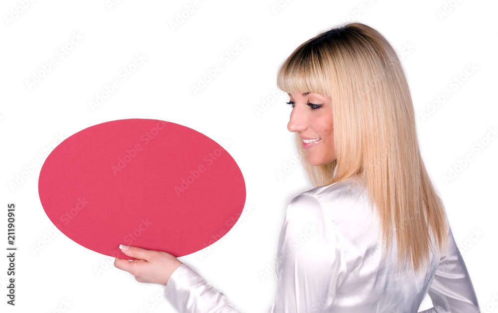 Beautiful blonde with two blank billboard Beautiful blonde with two blank billboard
