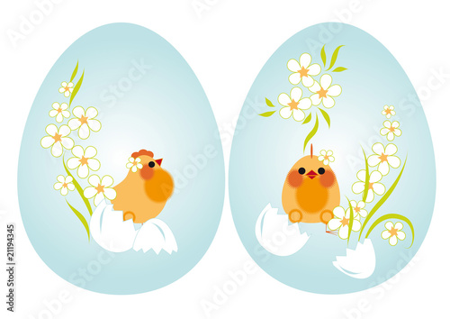 Easter eggs and chickens