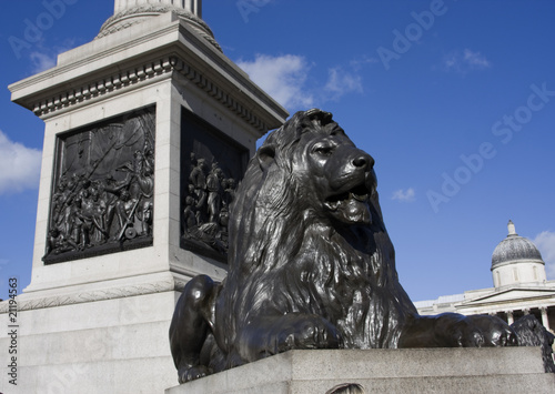 Nelson's Column  and Lion in Trafalgar Square