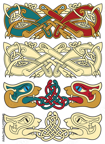 abstract celtic color design works - zoomorph motifs