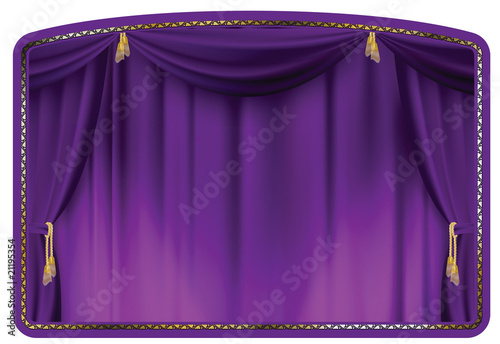 theater curtain purple tied with gold tassels