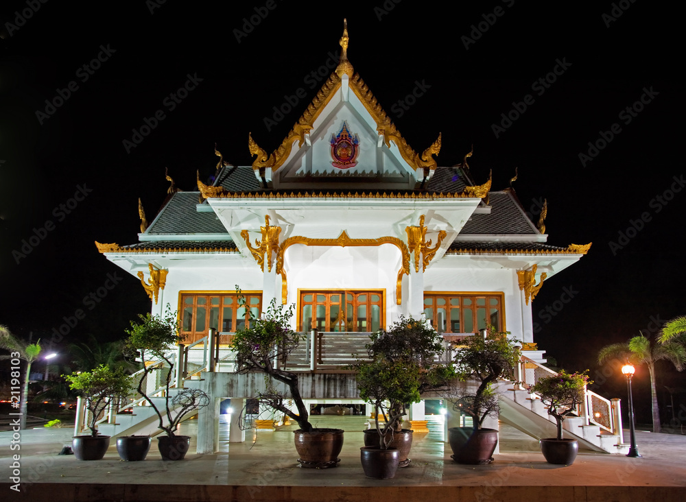 Thai temple at night. Phuket island.
