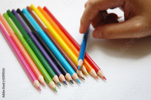 a brunch of color pencil with white background