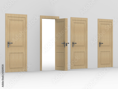 Fototapeta Naklejka Na Ścianę i Meble -  wooden open door. 3D image. home interior