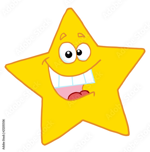 Happy yellow star smiling